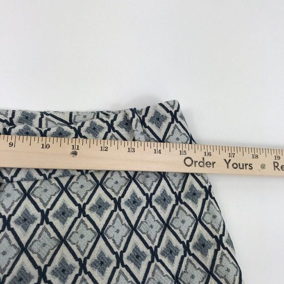 LOFT Womens Jacquard Shorts Blue Ivory Stretch Cotton Mid Rise Pockets Size 4 - Picture 7 of 11